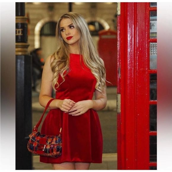 Zara red velvet voluminous mini sleeveless dress - Picture 8 of 11